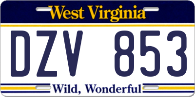 WV license plate DZV853