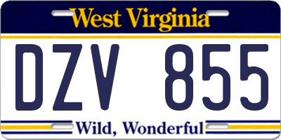 WV license plate DZV855