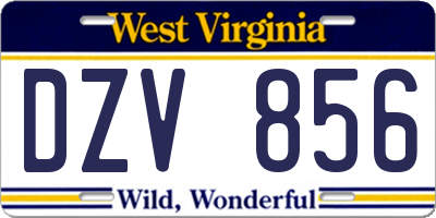 WV license plate DZV856