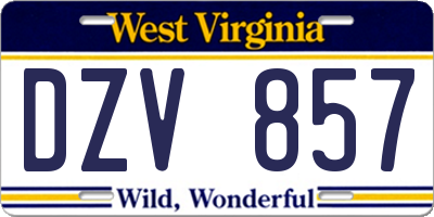 WV license plate DZV857