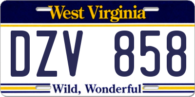 WV license plate DZV858