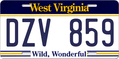 WV license plate DZV859