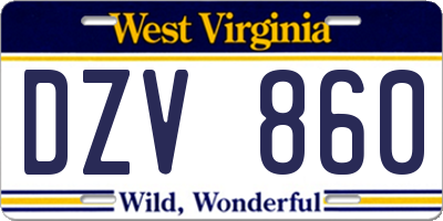 WV license plate DZV860