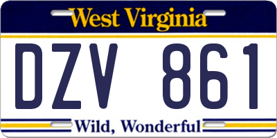 WV license plate DZV861