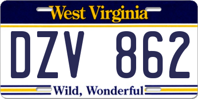 WV license plate DZV862