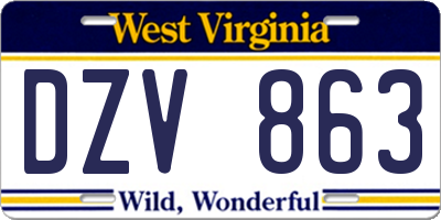 WV license plate DZV863