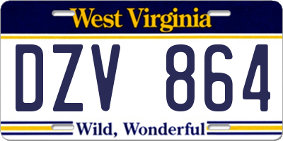 WV license plate DZV864