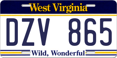 WV license plate DZV865