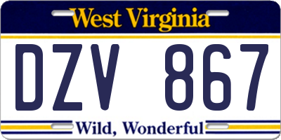 WV license plate DZV867