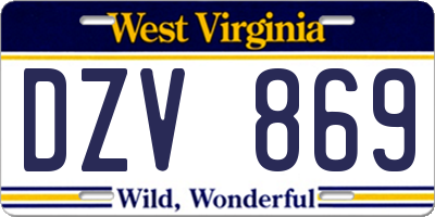 WV license plate DZV869