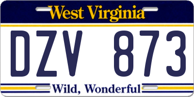 WV license plate DZV873