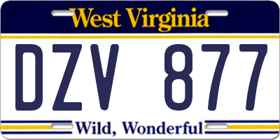 WV license plate DZV877