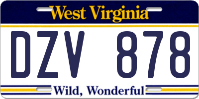 WV license plate DZV878