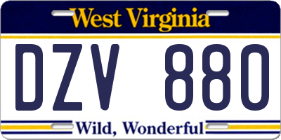 WV license plate DZV880