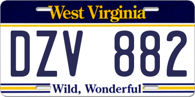 WV license plate DZV882