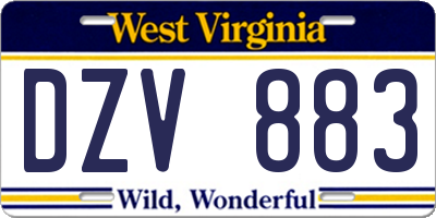 WV license plate DZV883