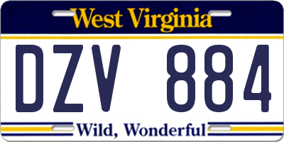 WV license plate DZV884