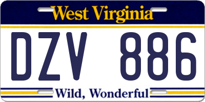 WV license plate DZV886