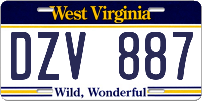 WV license plate DZV887