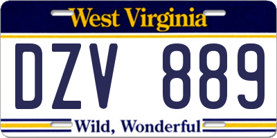 WV license plate DZV889