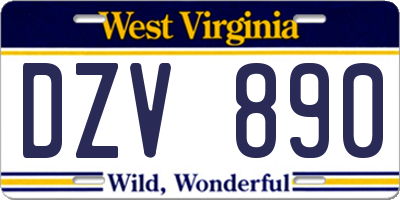 WV license plate DZV890