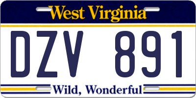 WV license plate DZV891