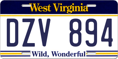 WV license plate DZV894