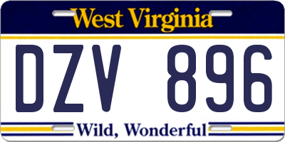 WV license plate DZV896