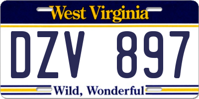 WV license plate DZV897