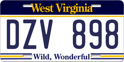 WV license plate DZV898