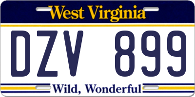 WV license plate DZV899