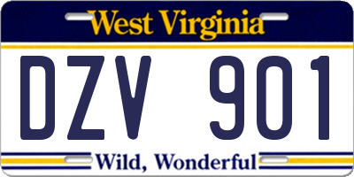 WV license plate DZV901