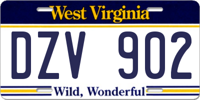 WV license plate DZV902