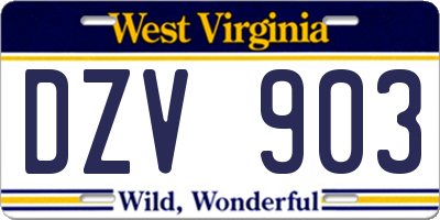 WV license plate DZV903