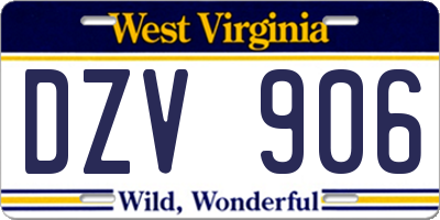 WV license plate DZV906