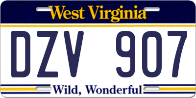 WV license plate DZV907