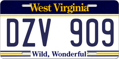 WV license plate DZV909