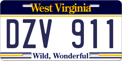 WV license plate DZV911