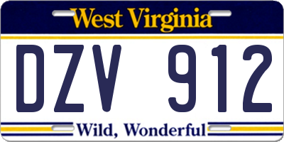 WV license plate DZV912