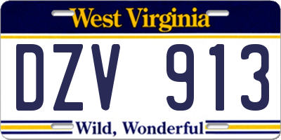 WV license plate DZV913