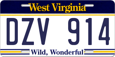 WV license plate DZV914