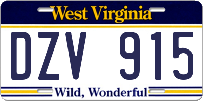 WV license plate DZV915