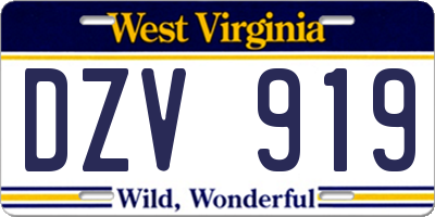 WV license plate DZV919