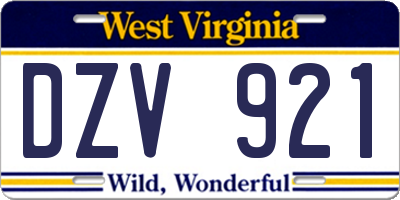 WV license plate DZV921