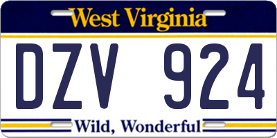 WV license plate DZV924