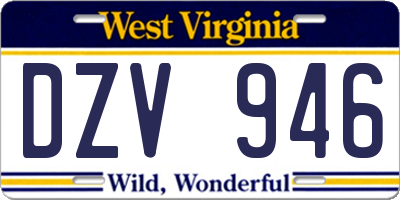 WV license plate DZV946