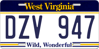 WV license plate DZV947