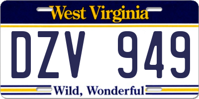 WV license plate DZV949