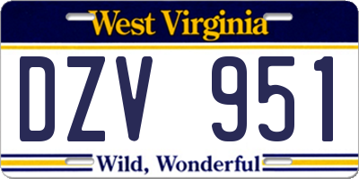 WV license plate DZV951