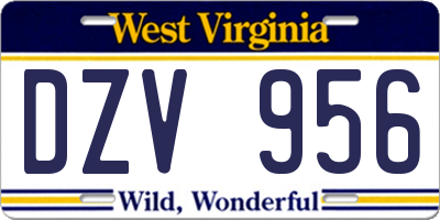 WV license plate DZV956